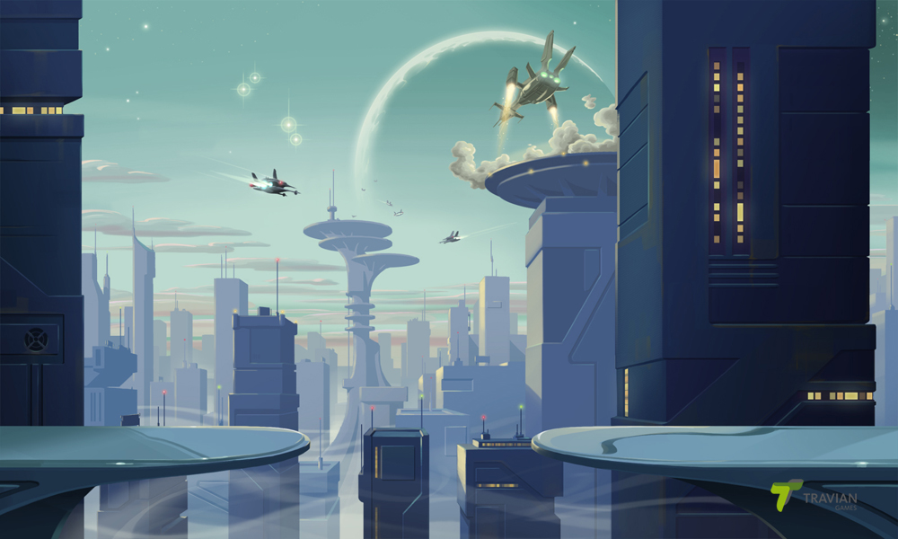 Concept Art of backgrounds for "Roger and Out"